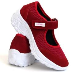 Tenis Feminino Boneca Ortopédico Calcâneo Confortável  - Lirom, Vermel