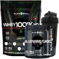 Kit Whey 100% HD Refil 900g Chocolate + Glutamina Turbo 300g
