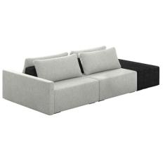 Sofá Ilha Modular Living Com Puff 252cm Georgia K04 Linho Cinza/preto - Mpozenato