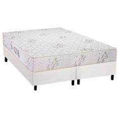 Cama Box King: Colchão Espuma D45 Luckspuma Gran Luck + Base Crc Courano White(193X203)