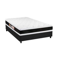 Cama Box Casal: Colchão Espuma Castor D45 Black E White Double Face + Base Crc Suede Gray(138X188)