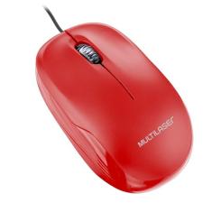 Mouse Com Fio Mid 1200dpi Conexão USB Cabo de 120cm 3 Botões Textura Fosca Vermelho - MO292
