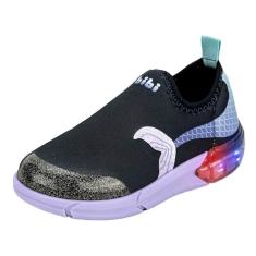 Tenis Infantil Menina Conforto Sereia Luz Bibi Space