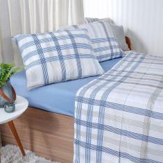 Jogo De Cama Solteiro 3 Pçs 150 Fios Super Macio 100% Algodão Chess