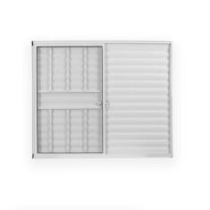 Janela de Alumínio Veneziana 100x120cm 3 Folhas 1 Fixa com Grade e Vid