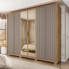 Guarda Roupa Casal 6 Portas 4 Gavetas Suburban Espresso Móveis Buriti/Cinza