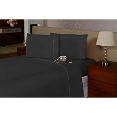 Lençol Casal De Cima Bainha Percal Flex 400 Fios Macio (Preto)