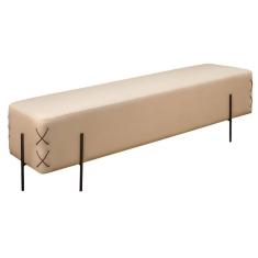 Recamier Banco Eros Luxo Preto Castellar Móbile Veludo Bege Claro Veludo Bege Claro