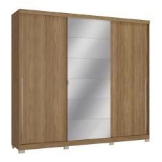 Guarda-roupas Casal Com Espelho 3 Portas 4 Gavetas Multimóveis Cr35153 Nogueira Nogueira