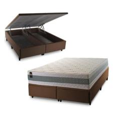 Conjunto Box Baú Oxford Verde 193x203x74 Espuma D33 - King House