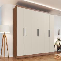 Guarda Roupa Casal 6 Portas 3 Gavetas Mônaco Nogueira / Off White