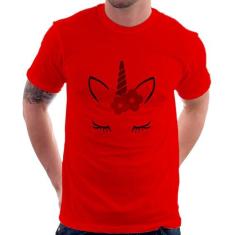 Camiseta Unicórnio Cílios - Foca na Moda, Vermelho, M