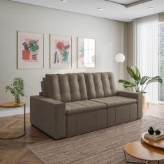 Sofá Cama Retrátil e Reclinável 3 Lugares 260cm em Veludo Palmeira Cab