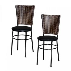 2 Cadeiras Preta Para Cozinha Hawai Cappuccino Preto
