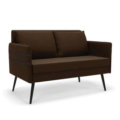 Namoradeira 02 Lugares Mari Suede Marrom Pés Palito De Ferro