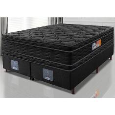 Cama Box King Colchão Ortofirm Black + Box 193x203x71 Double Face Espuma D33 Preto