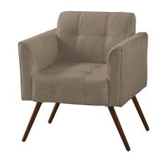 Poltrona Decorativa Bia Couro Bege 66 - Gran Belo