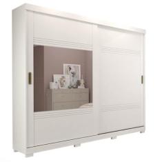 Guarda Roupa 2 Portas Correr 4 Gavetas Blumenau com Espelho Branco - Panan