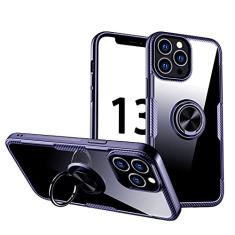 SORAKA Capa transparente para iPhone 13 Pro Max com suporte para anel,capa de PC rígida transparente Capa iPhone 13 Pro Max com placa de metal para suporte magnético de telefone para carro