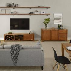 Conjunto Rack e Buffet Madeira Maciça Primavera Cabecasa Madeiramadeira Marrom