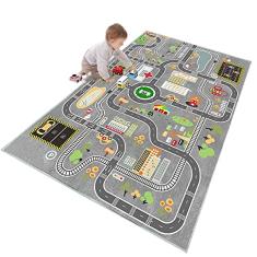 JCTQBHQF Tapete Infantil Educativo de Trânsito Rodoviário da Vida Urbana, Tapete Antiderrapante para Quarto de Meninos e Meninas, 80 x 120 cm/31 x 47 in
