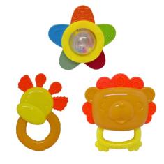 Brinquedo Bebê Kit 3 Mordedor Chocalhos Infantil Laranja Legal