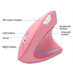 Mouse Ergonômico Vertical Sem Fio, 2.4G, USB Óptico - Fam, rosa