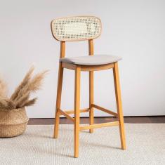 Banqueta Madeira Maciça Liz Cabecasa Madeiramadeira Mel/Bege Claro