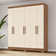 Guarda Roupa Solteiro 6 Portas 2 Gavetas B369 Nature/Off White - Briz,