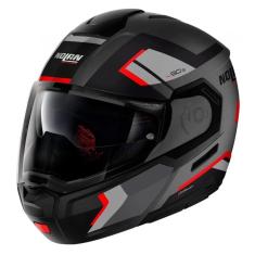 Capacete Nolan N90-3 Lighthouse Preto Vermelho Cinza