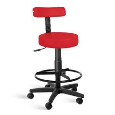 Cadeira Mocho Alto Estética Giratória Com Rodízios - Ideaflex,  VERMEL