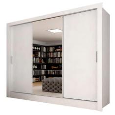 Guarda Roupa Casal Layla 3 Pts Espelho Central Branco - Moveis Arapong
