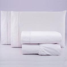 Jogo De Lençol Casal Percal 200 Fios 4 Peças - Branco