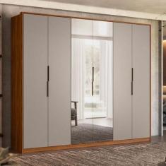 Guarda Roupa Casal Atrice Ambiente 6 Portas Nogueira Nude Prime Tx Com