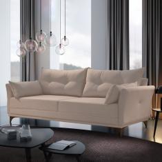 Sofá 3 Lugares Com 2 Almofadas M97 Espresso Móveis Linho/bege