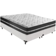 Cama Box Branco E Colchão Classic Preto Molas Ensacadas Queen Anjos
