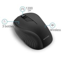 Mouse Sem Fio 2.4 Ghz 1200 Dpi 3 Botões Preto Usb Multilaser - MO212, 