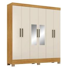 Guarda Roupa Casal Prático 6 Portas com Espelho - Demóbile, Cinamon To