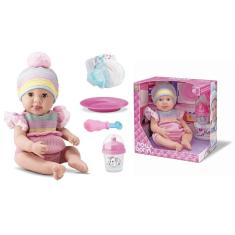 Boneca New Born Brincar de Papinha Menina - Divertoys