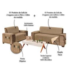 Protetor para Sofá 2 e 3 Lugares Manu - MR, Kaqui/Palha
