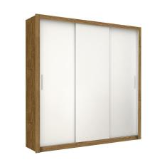 Guarda Roupa Roupeiro Clarice 3 Portas De Correr 4 Gavetas Carioca Cinamomo Branco