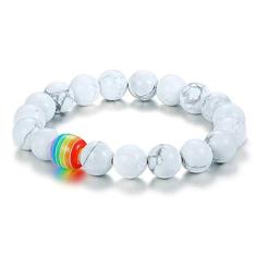 Venuy Pulseira de couro trançado LGBT arco-íris aço inoxidável bracelete magnético orgulho gay e lésbico prata/ouro