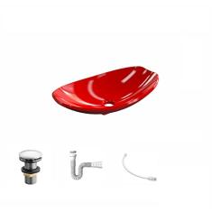 Kit Cuba L45 C/Válvula Click 1''G + Sifão Pvc + Flexível Vermelho