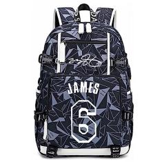 jogador de basquete estrela James mochila luminosa mochila laptop de viagem fãs mochila de estudante para homens e mulheres (padrão cinza 1)