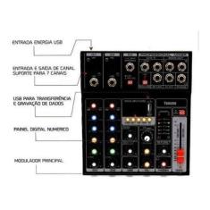 Mesa De Som Profissional Tomate Tyt-005 - Mixer 5 Canais USB