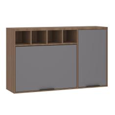 Armário Aéreo De Cozinha 120cm 2 Portas Com Nichos Aspen Luciane Móveis Vanilla Com Cinza Puro