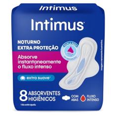 Intimus Absorvente Externo, Noturno Suave com Abas, 8 unidades