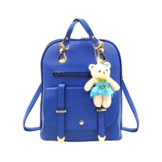 Bolsa Mochila Feminina Com Chaveiro Urso Couro Casual BL1201 - Kinglee
