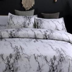 Jogo De Cama Casal Super King 7 Peças Edredom Mármore Decor - Casa Da 