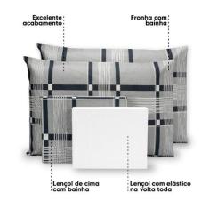 Lençol Casal 6 Pçs Estampado Percal 180 Fios Bainha 40cm altura - Bem 